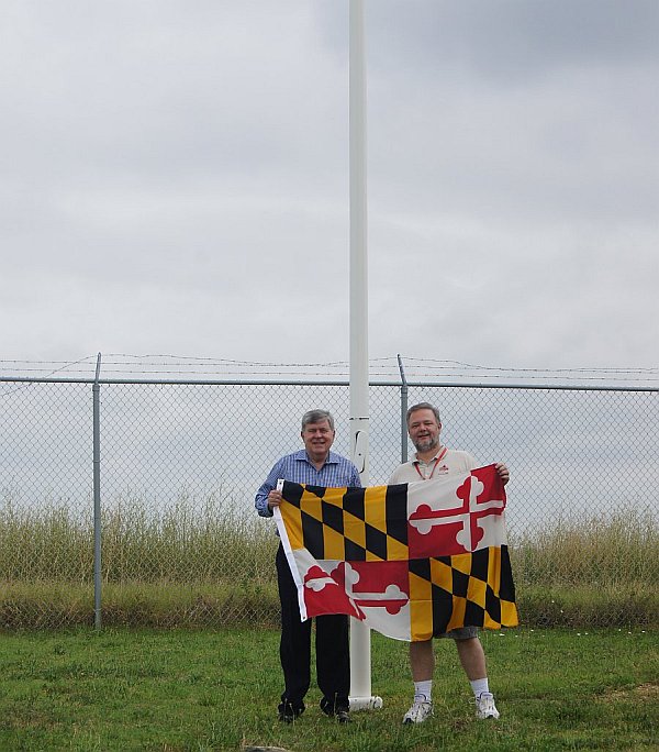 Robert Hall and Roy Dyson on Chesapeake Bay side of the lighthouse